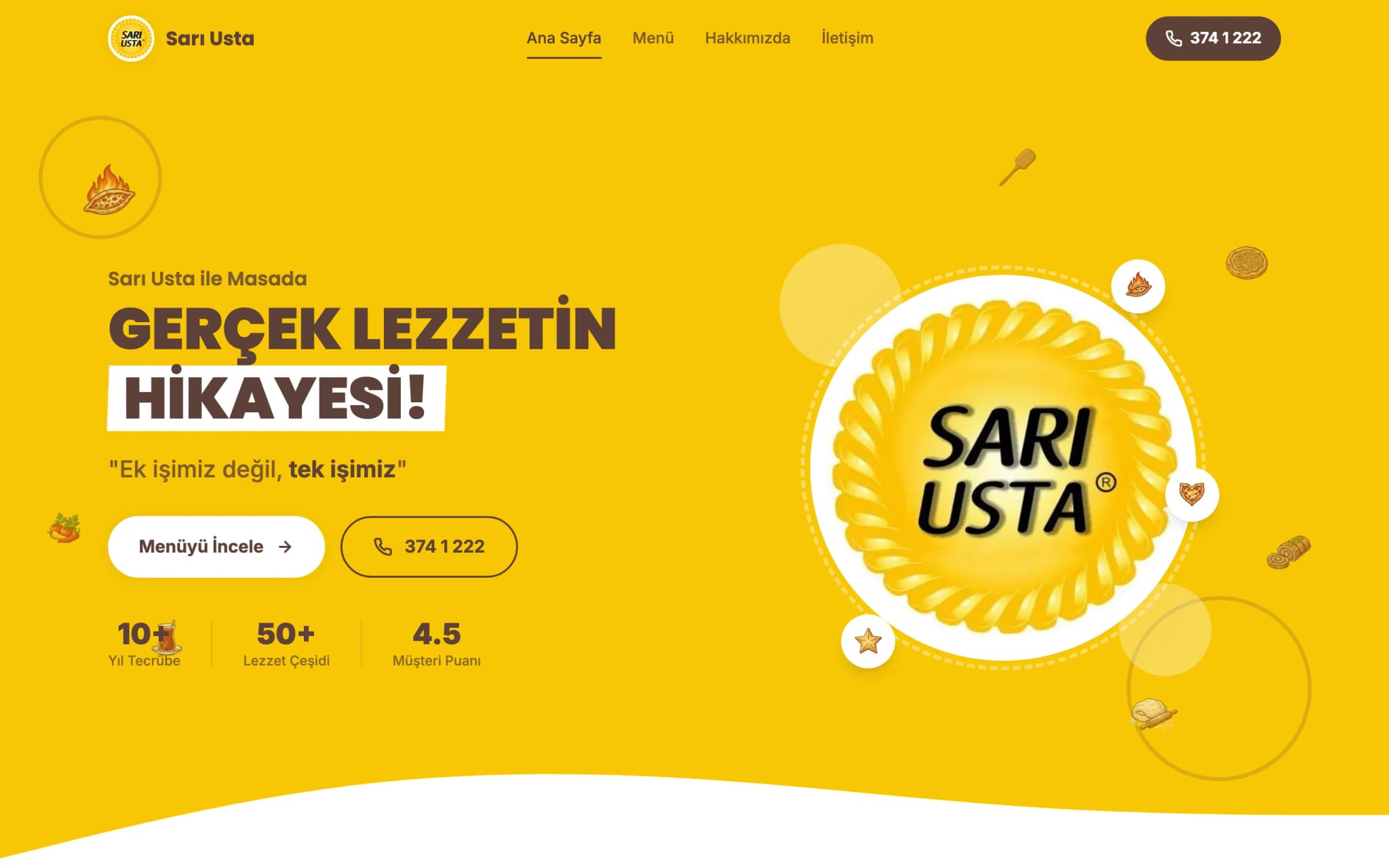 Sarıusta: Restoran Web Sitesi