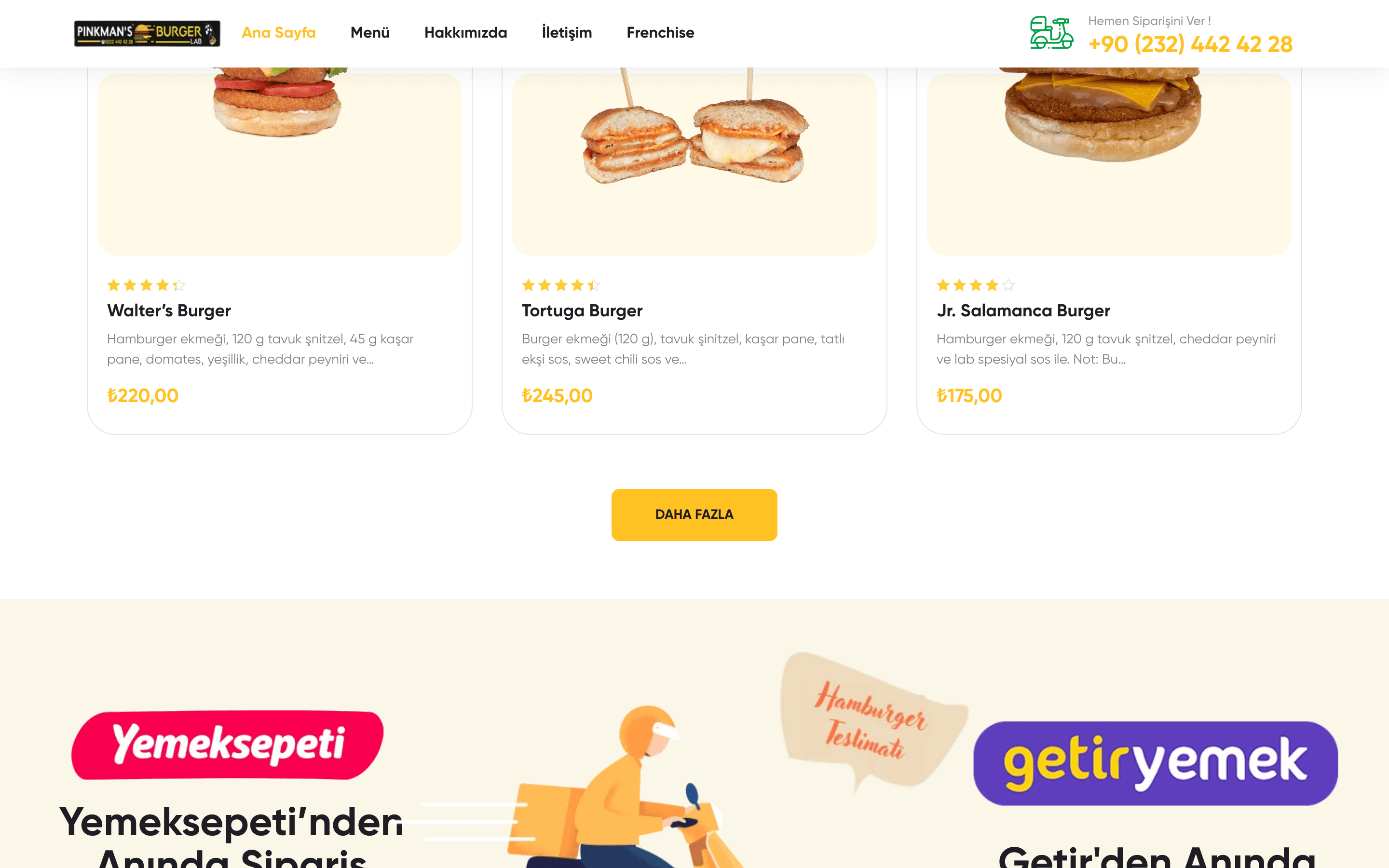 Pinkman's Burger Lab — Restoran Web Sitesi 2